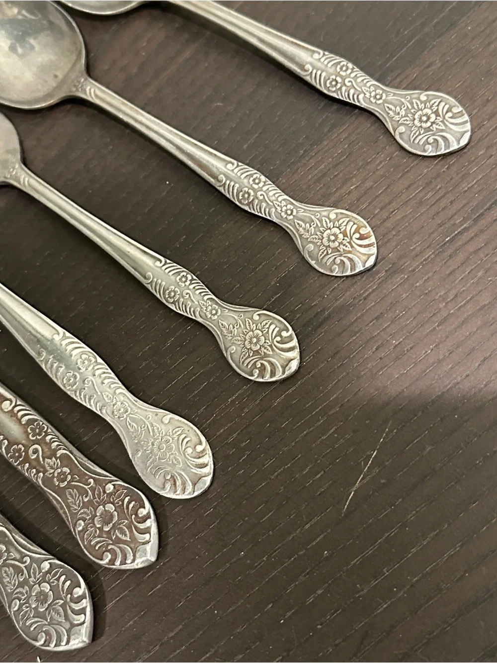 Vintage National Stainless Japan Floral Scroll Stainless Steel Flatware 6 Pcs.